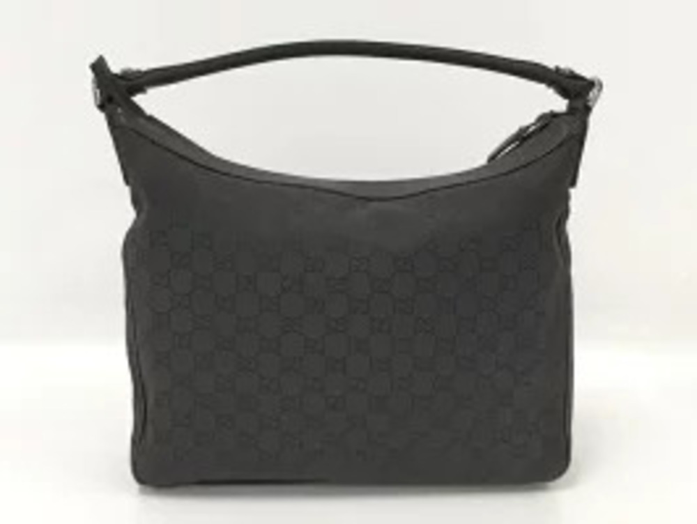 Gucci black canvas leather shoulder bag top zipper front flap Black - Picture 2 of 9